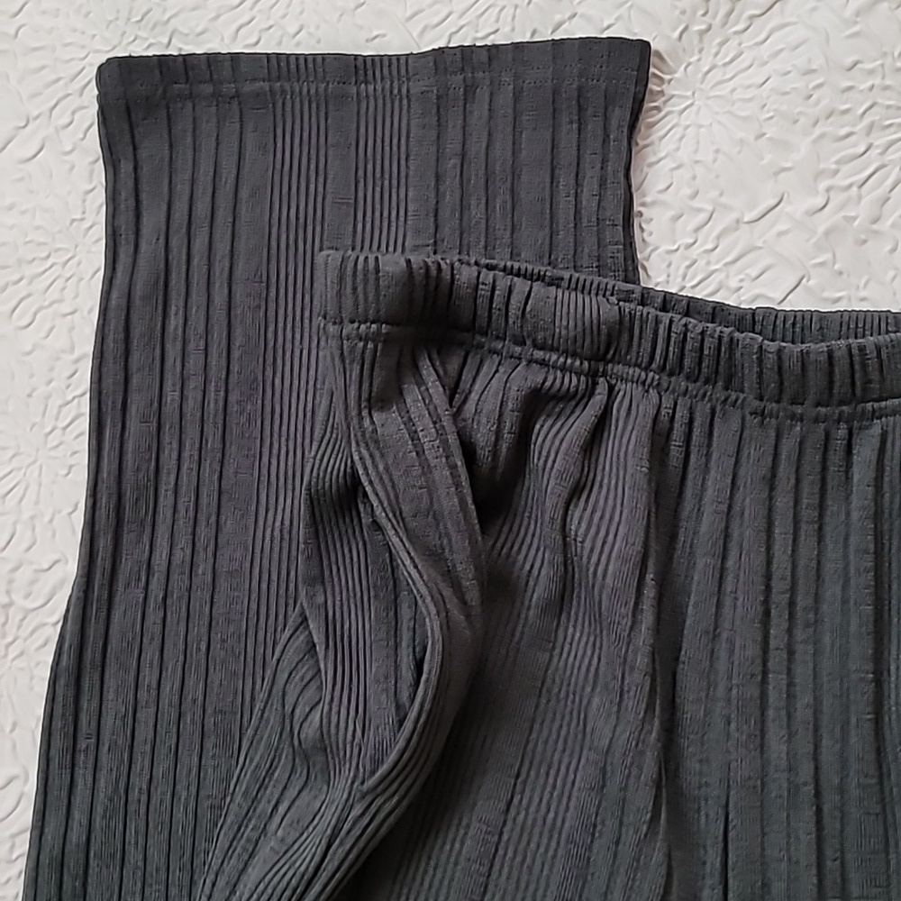 Ekouaer Ribbed Knit Casual Dark Gray Pull-On Pants, Size M - Picture 6 of 14